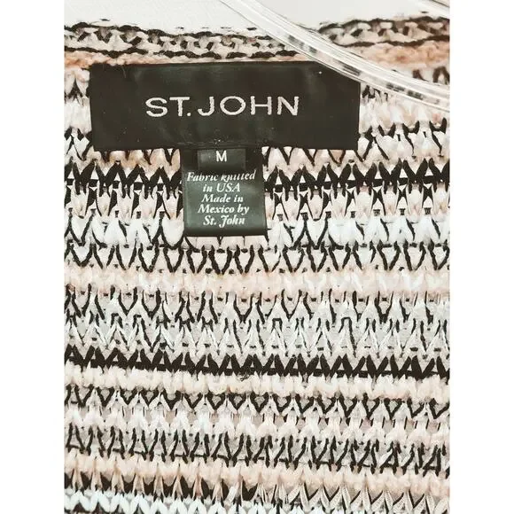 St. John Knits Caviar Ribbon Knit Waterfall Cardigan M Quiet Luxury